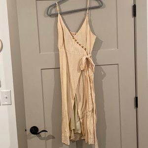 Tan Altar’d State Midi dress with tie and buttons